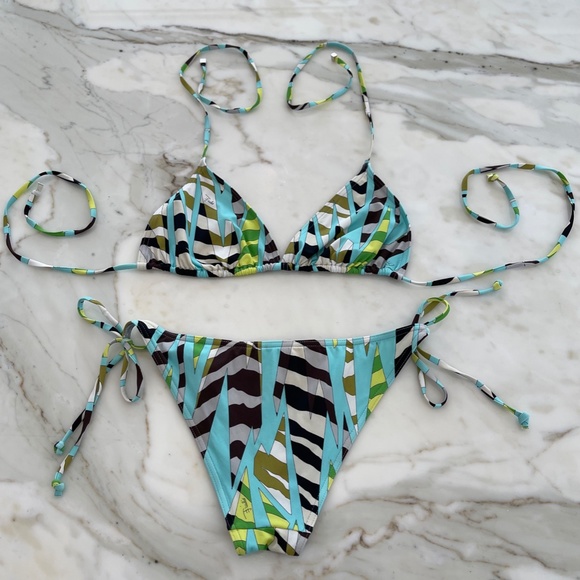 EMILIO PUCCI BLUE MULTI BIKINI SIZE IT 44 / US 10 - Picture 13 of 16